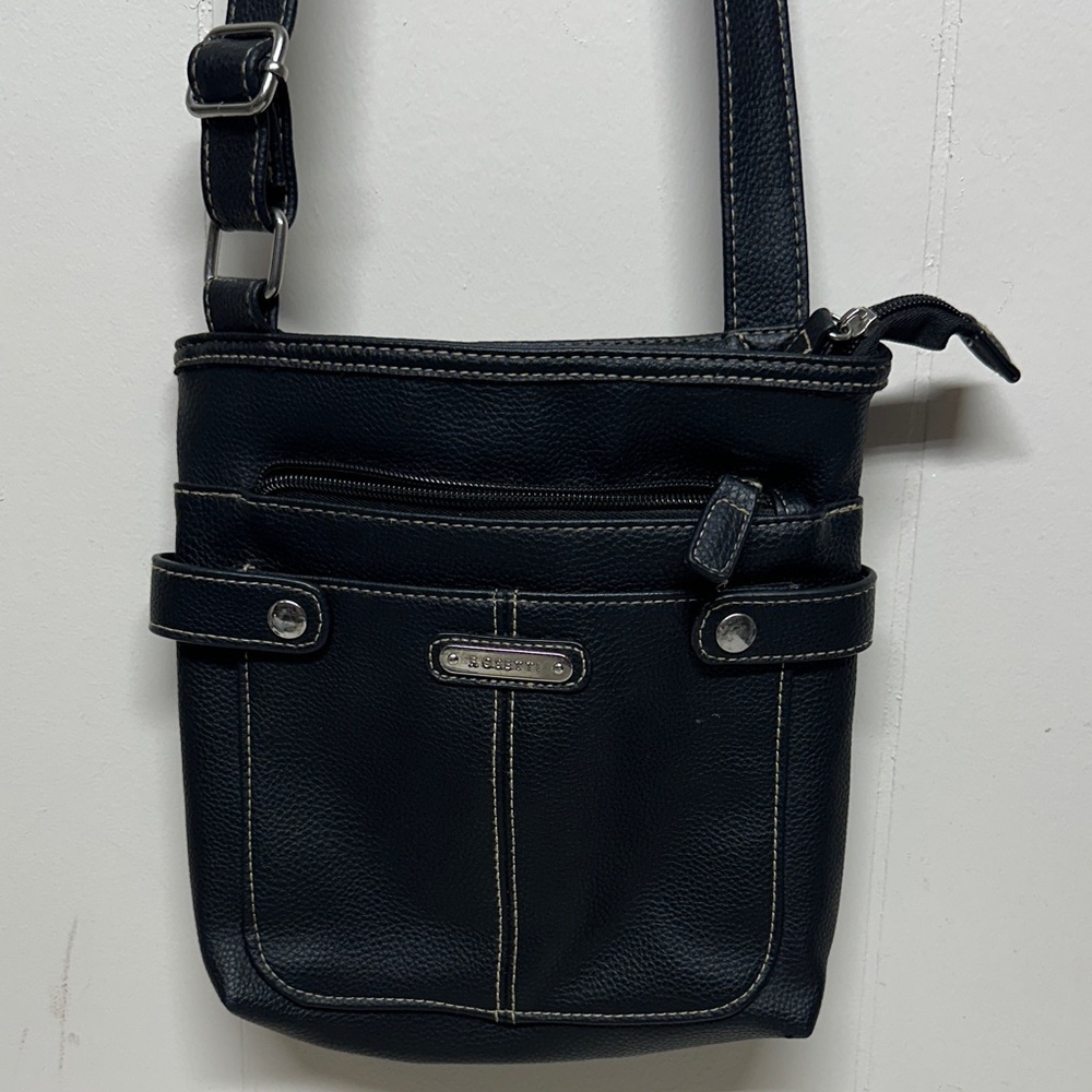 Rosetti Black with silver hardware Crossbody Bag with Stitch Detail